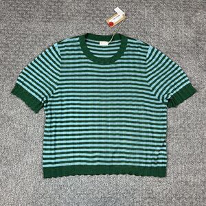 Gorman Top Womens AU20 US16 Green All Aligned Knit Stripe Metallic Boho Stretch